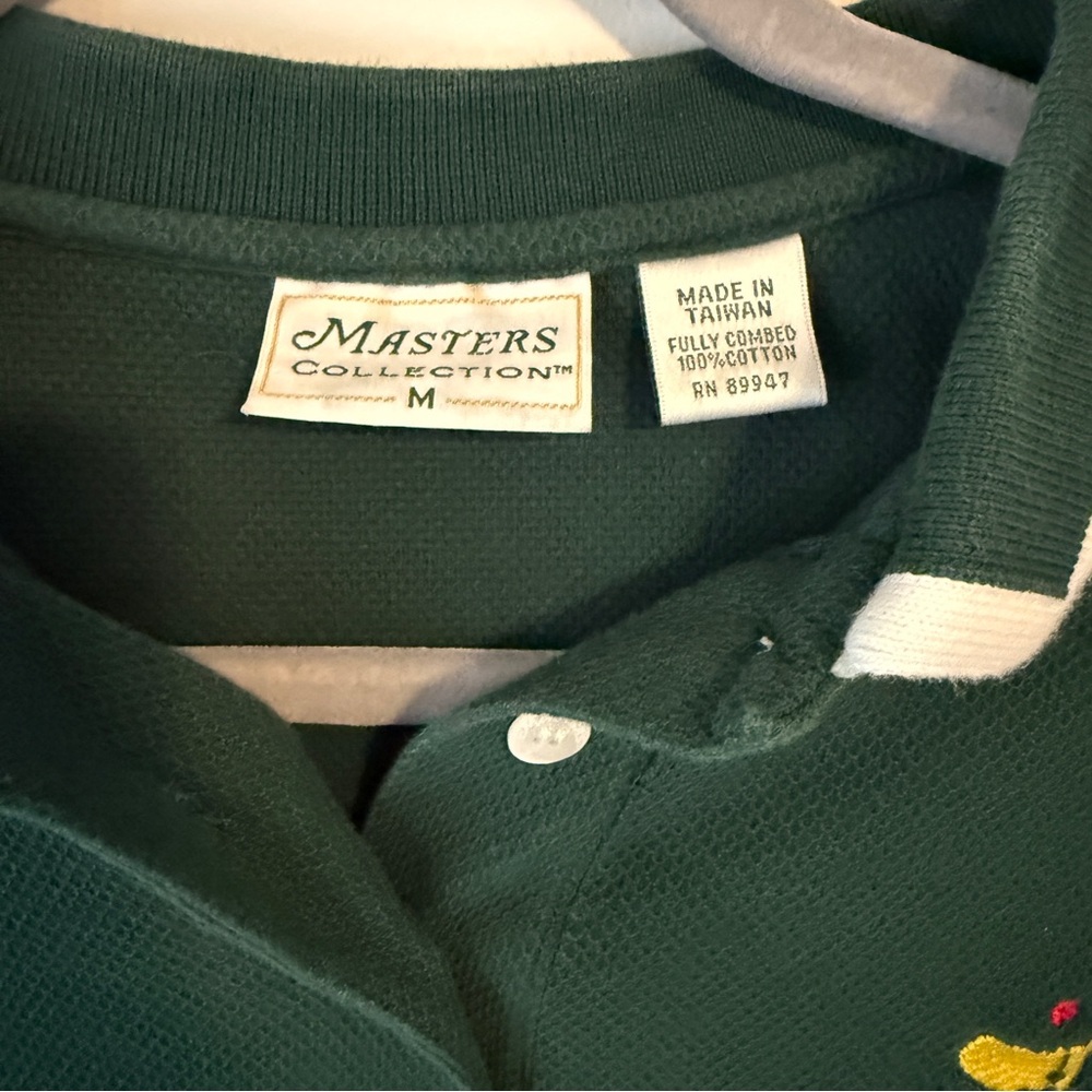 MASTERS Golf Green Polo Shirt with White Trim Men’s Medium - Picture 3 of 4